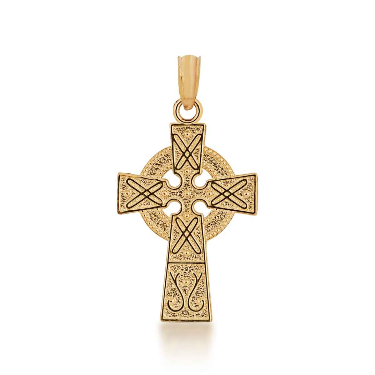Celtic Cross Pendant in 14K Yellow Gold