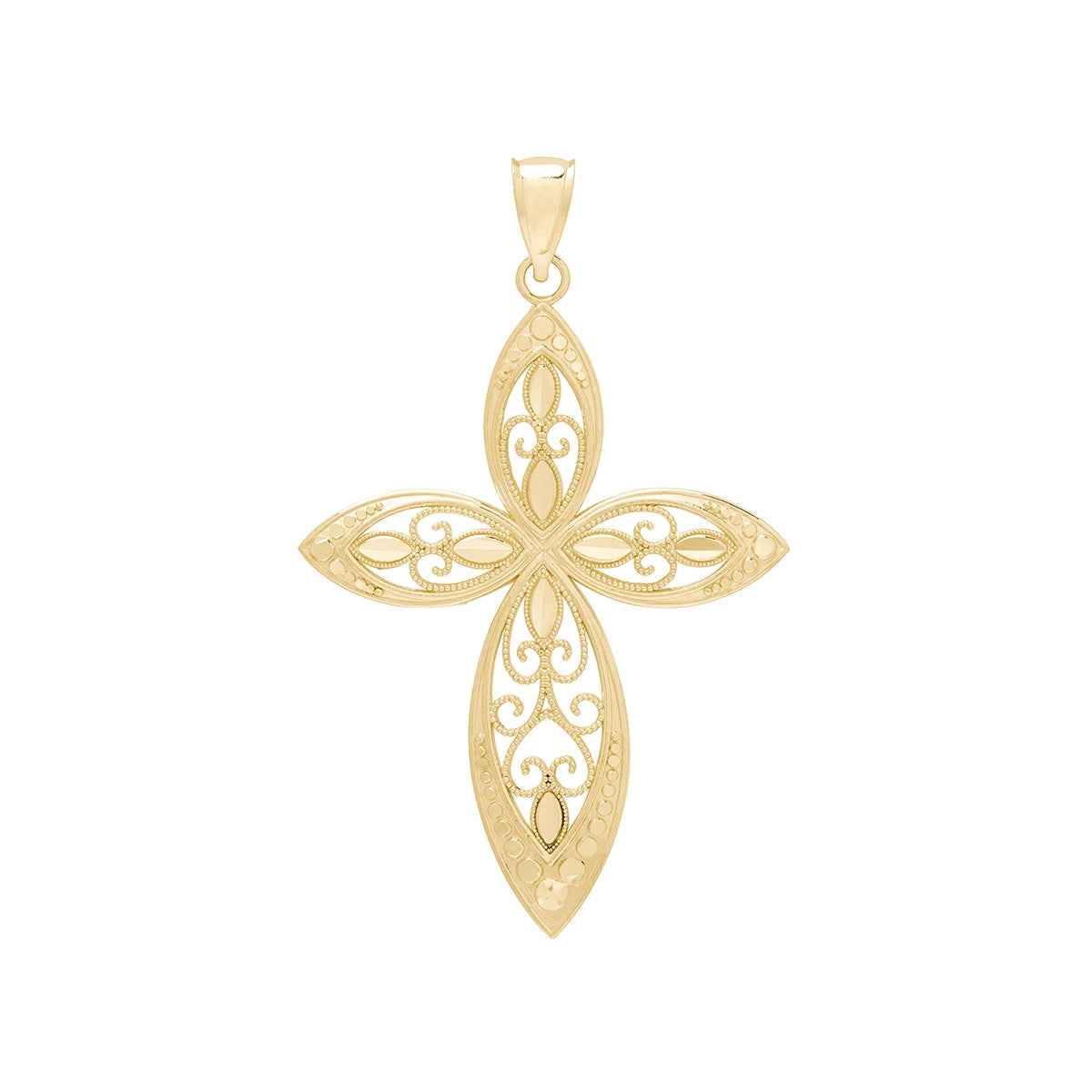 Filigree Milgrain Cross Pendant in 10K Yellow Gold