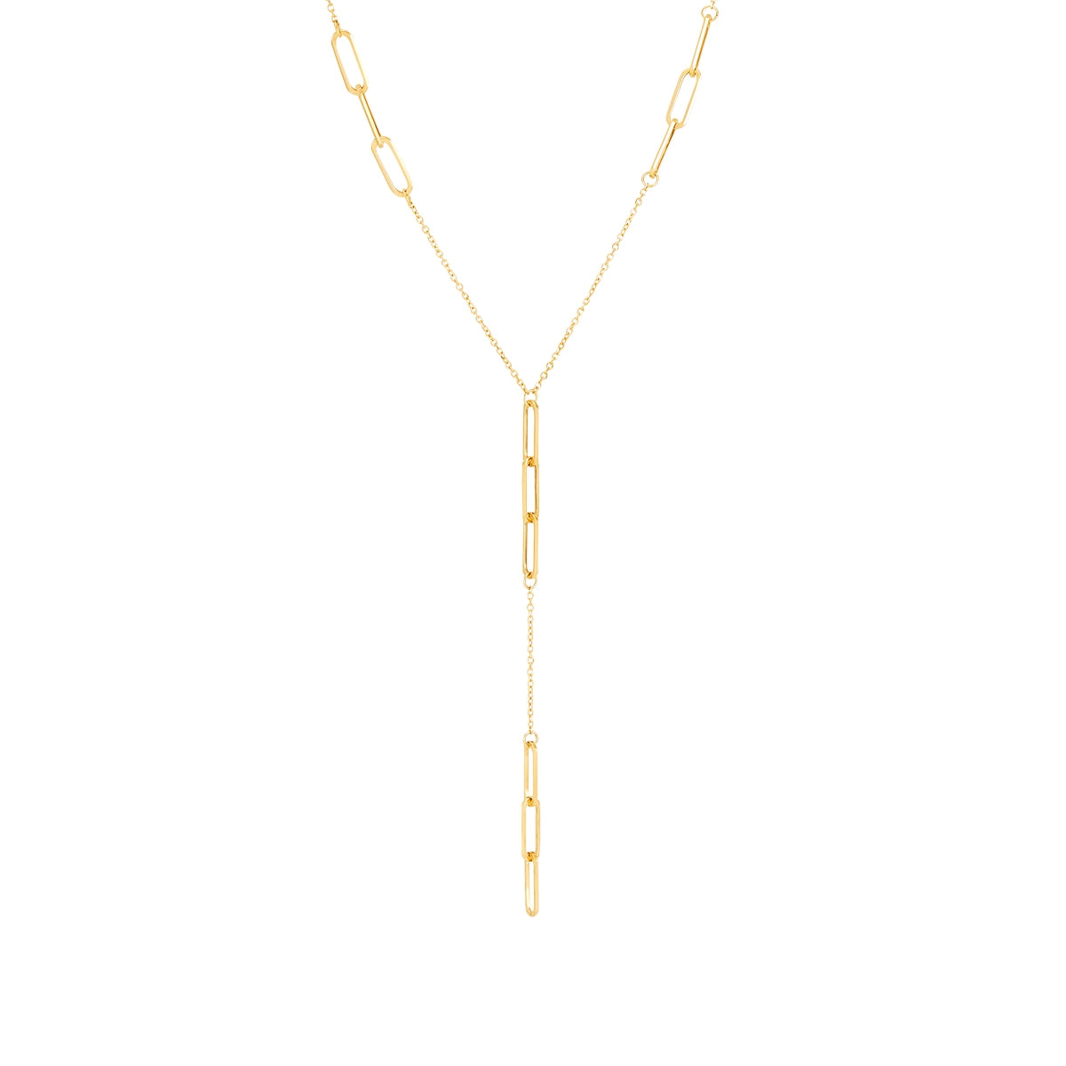 18-inch Paperclip Chain Y Necklace in 10K Yellow Gold