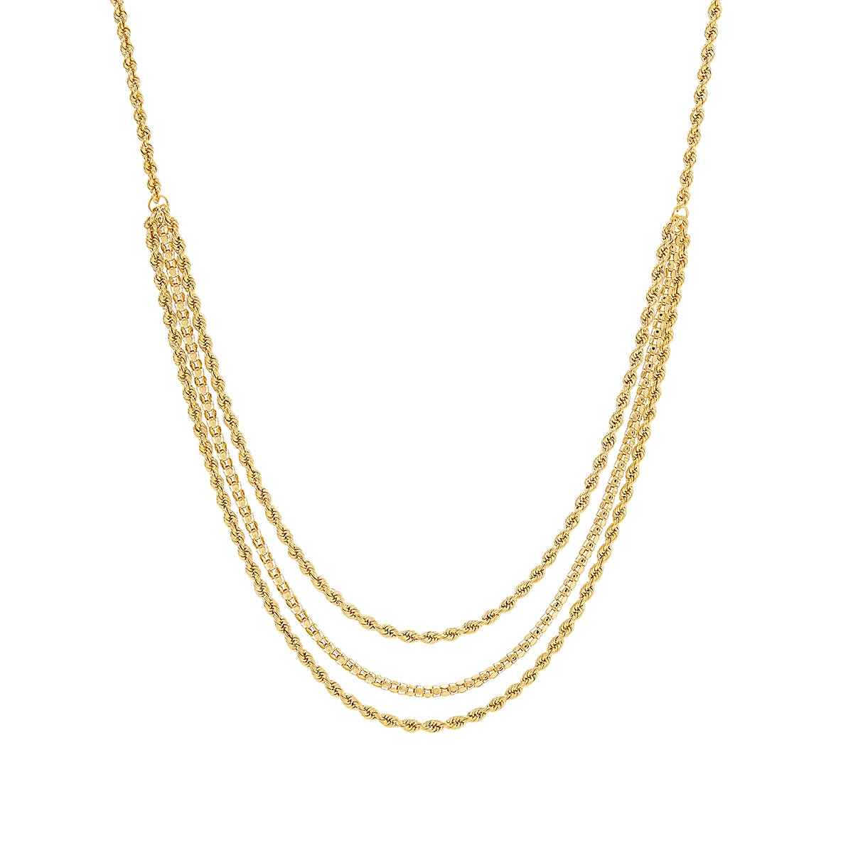 Triple Layer Rope Chain in 10K Yellow Gold