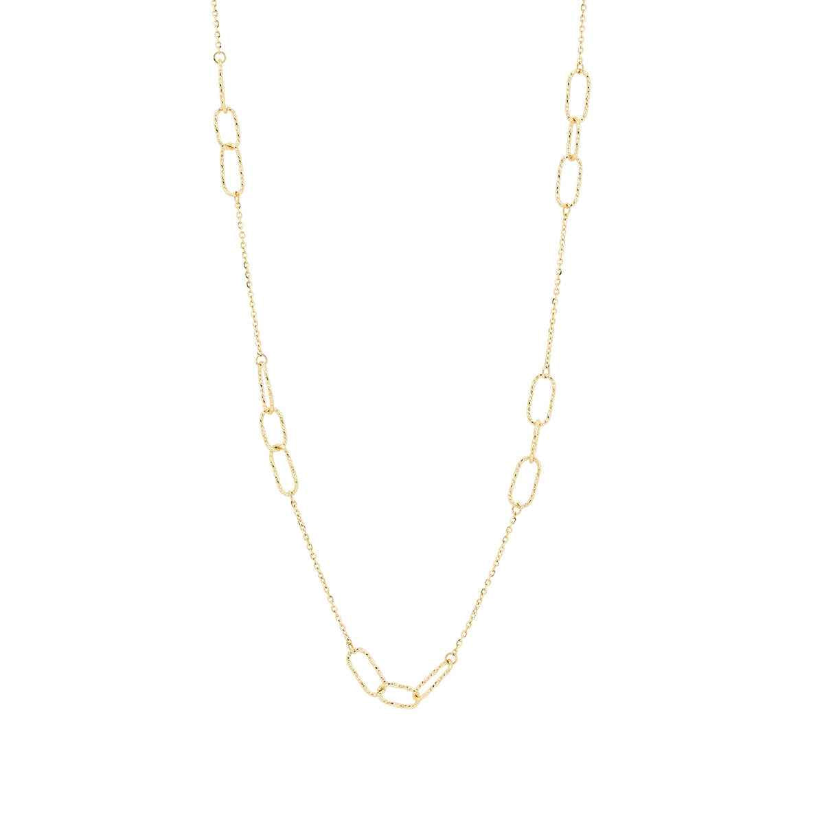 Paperclip & Cable Chain Necklace in 10K Yellow Gold