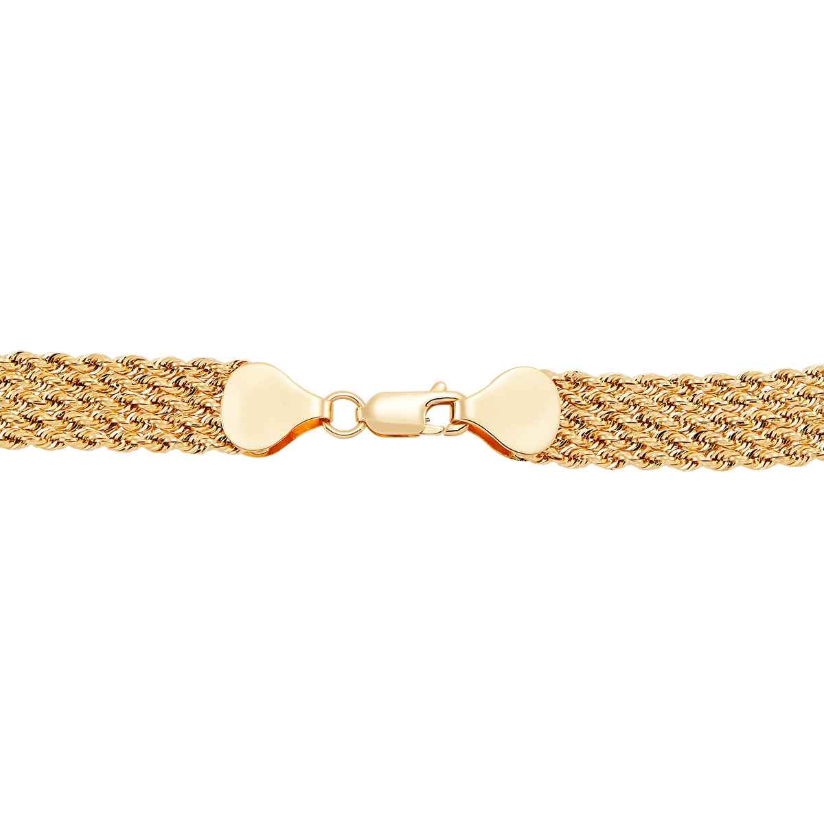 5-Strand Waterfall Hollow Chain Necklace with Bead Ends in 10K Yellow Gold front view