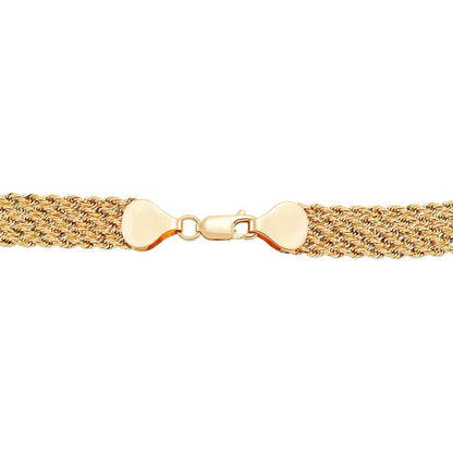 5-Strand Waterfall Hollow Chain Necklace with Bead Ends in 10K Yellow Gold front view