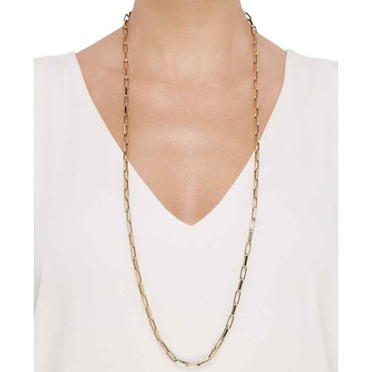12mm 36-inch Hollow Oval Paperclip Chain Necklace in 10K Yellow Gold front view