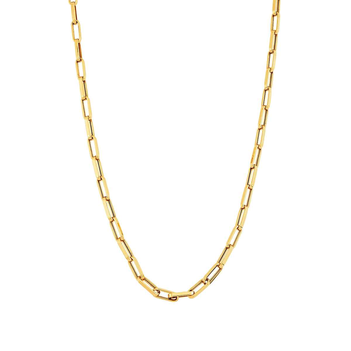 12mm 36-inch Hollow Oval Paperclip Chain Necklace in 10K Yellow Gold