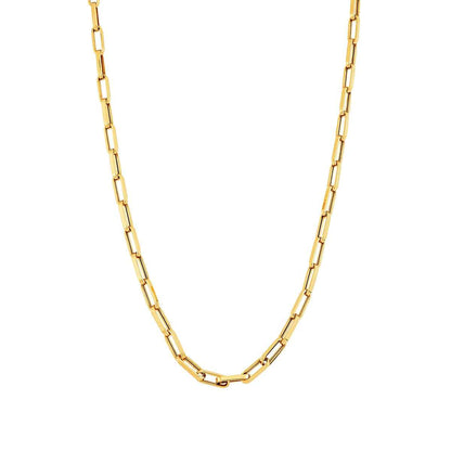 12mm 36-inch Hollow Oval Paperclip Chain Necklace in 10K Yellow Gold