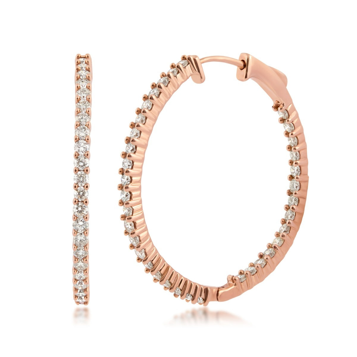 2-1/2 ct. tw. Diamond Inside Out Hoop Earrings in 14K Pink Gold
