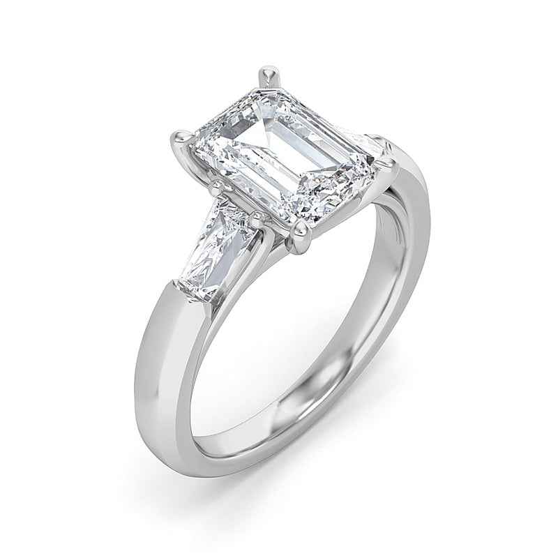Adamante 3 ct. tw. Lab-Grown Emerald Cut Diamond Engagement Ring in 14K White Gold front view