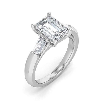 Adamante 3 ct. tw. Lab-Grown Emerald Cut Diamond Engagement Ring in 14K White Gold front view
