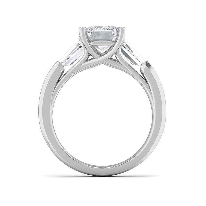 Adamante 3 ct. tw. Lab-Grown Emerald Cut Diamond Engagement Ring in 14K White Gold close-up detail