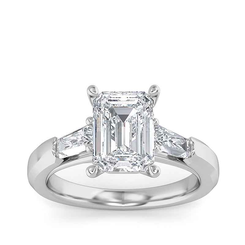 Adamante 3 ct. tw. Lab-Grown Emerald Cut Diamond Engagement Ring in 14K White Gold