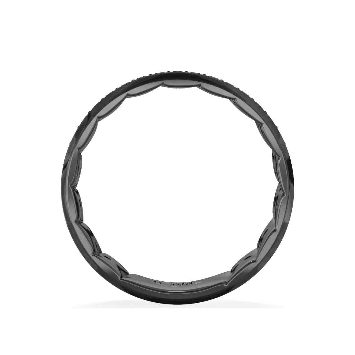 MFIT Men's 1/2 ct. tw. Treated Black Diamond Wedding Band in Black Rhodium Plated 10K White Gold close-up detail