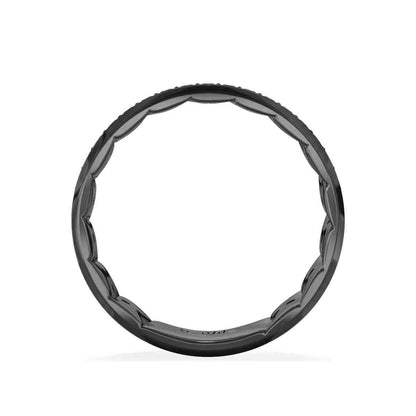 MFIT Men's 1/2 ct. tw. Treated Black Diamond Wedding Band in Black Rhodium Plated 10K White Gold close-up detail