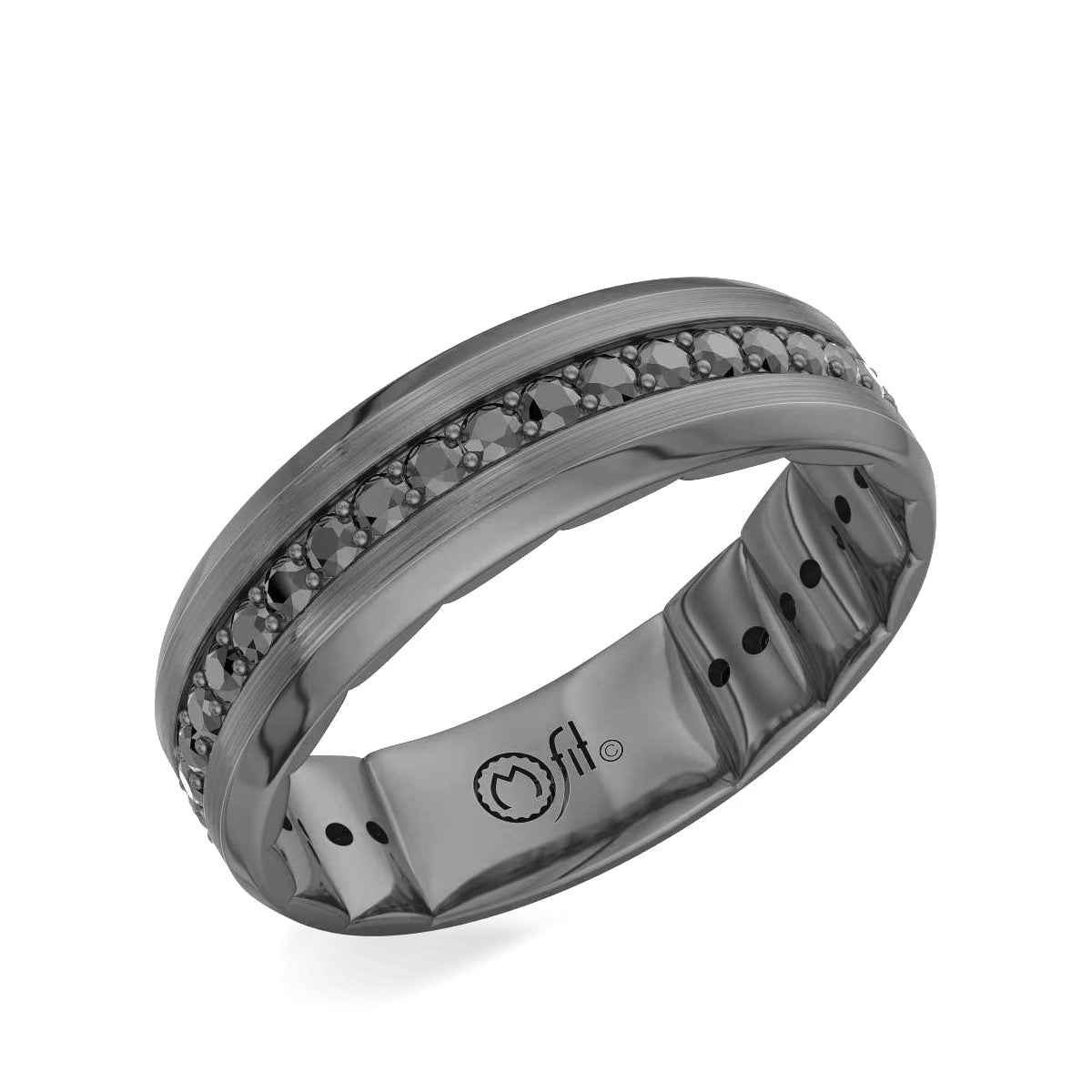 MFIT Men's 1/2 ct. tw. Treated Black Diamond Wedding Band in Black Rhodium Plated 10K White Gold front view