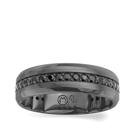 MFIT Men's 1/2 ct. tw. Treated Black Diamond Wedding Band in Black Rhodium Plated 10K White Gold