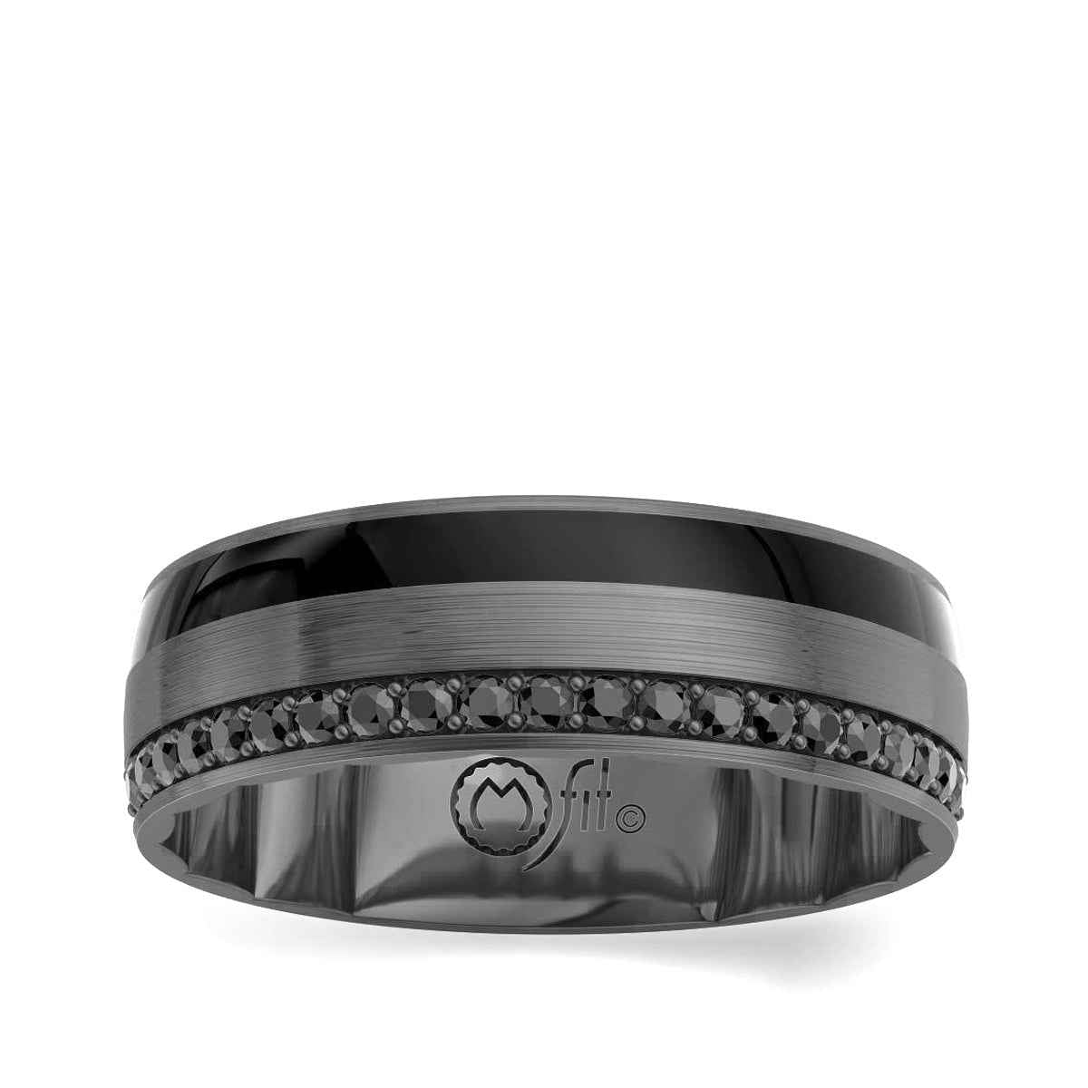 MFIT Men's 1/5 ct. tw. Treated Black Diamond Wedding Band in Black Rhodium Plated 10K White Gold