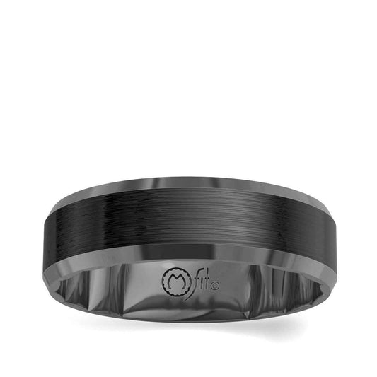 MFIT Men's 8MM Satin Center Wedding Band in Black Rhodium Plated 10K White Gold