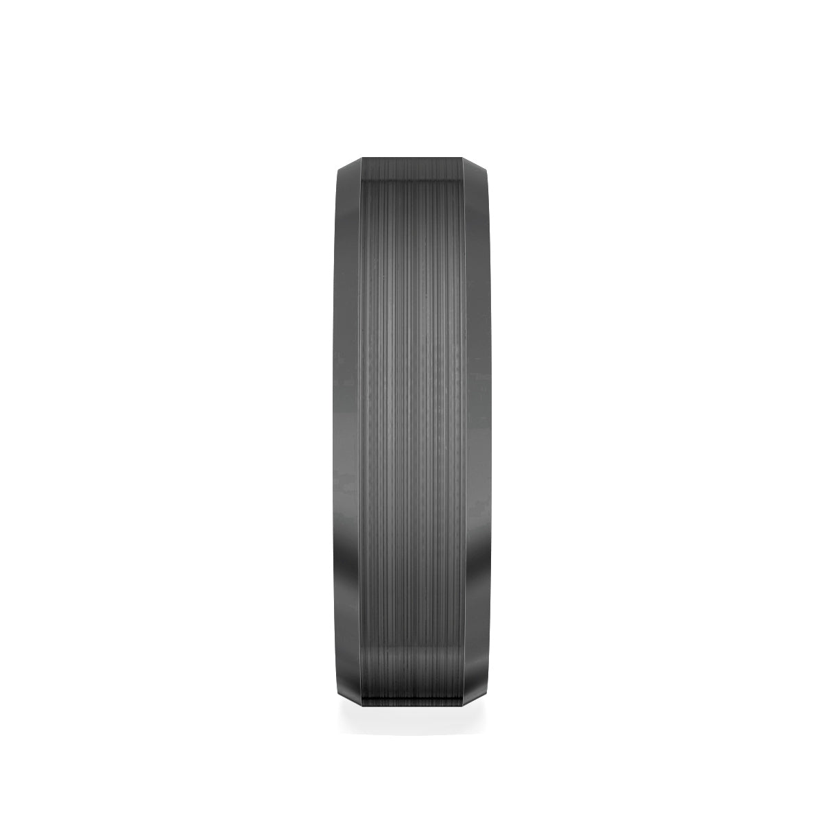 MFIT Men's 8MM Satin Center Wedding Band in Black Rhodium Plated 10K White Gold side profile