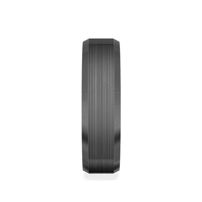 MFIT Men's 8MM Satin Center Wedding Band in Black Rhodium Plated 10K White Gold side profile