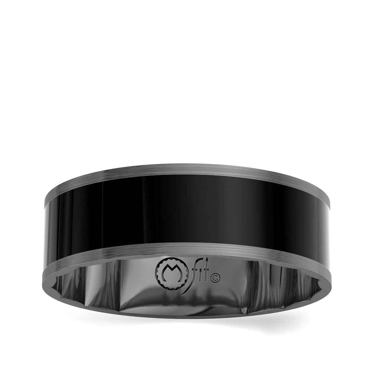 MFIT Men's Smooth and Satin 8MM Wedding Band in Black Rhodium Plated 10K White Gold