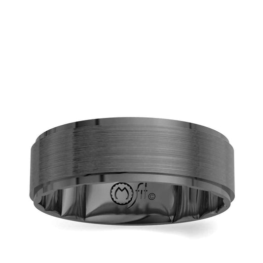 MFIT Men's 7MM Satin Center Wedding Band in Black Rhodium Plated 10K White Gold