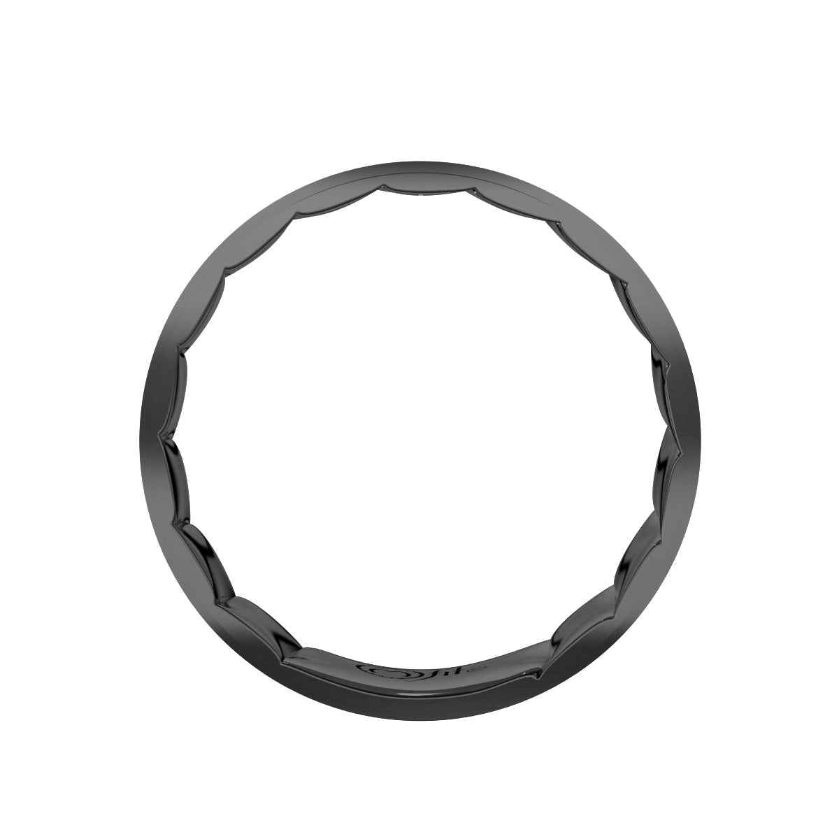 MFIT Men's 7MM Satin Center Wedding Band in Black Rhodium Plated 10K White Gold close-up detail