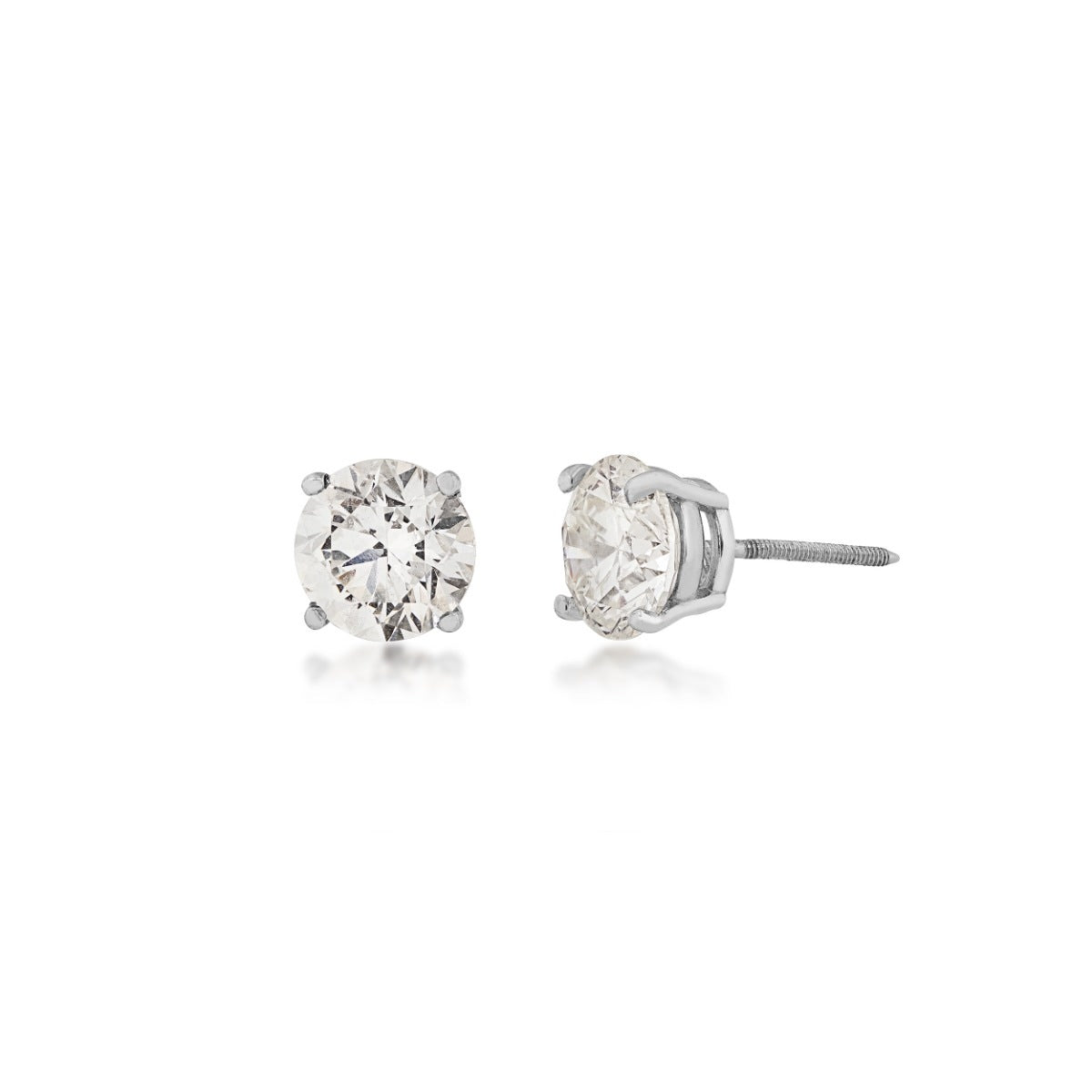 3 ct. tw. Round Diamond Solitaire Stud Earrings in 14K White Gold