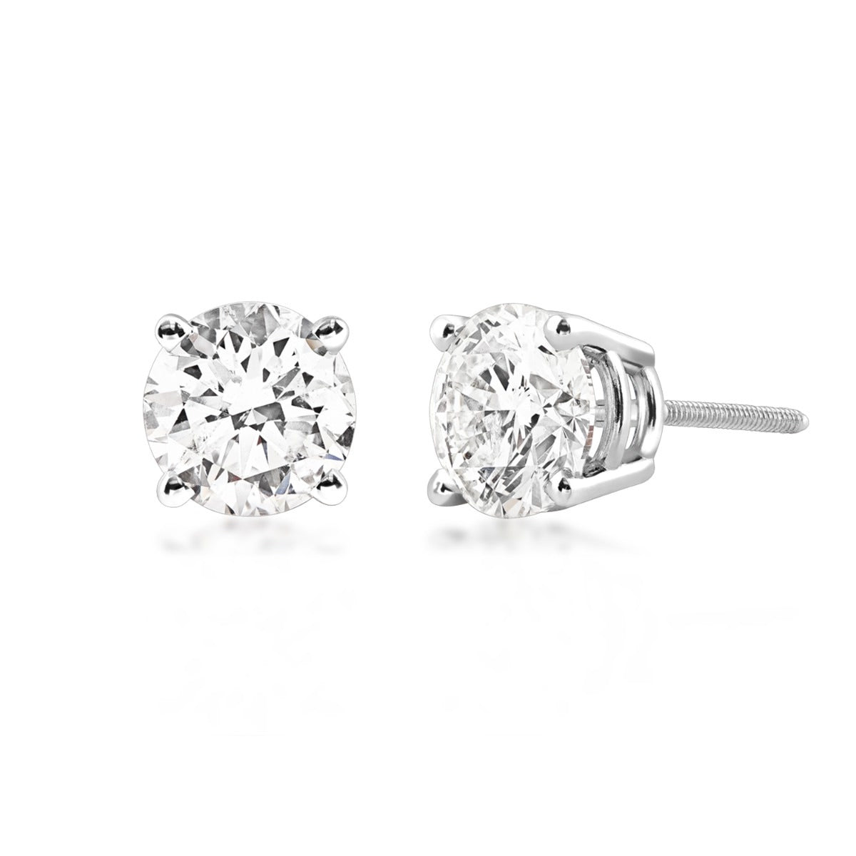 4 ct. tw. Round Brilliant Diamond Solitaire Earrings in 14K White Gold