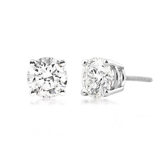4 ct. tw. Round Brilliant Diamond Solitaire Earrings in 14K White Gold