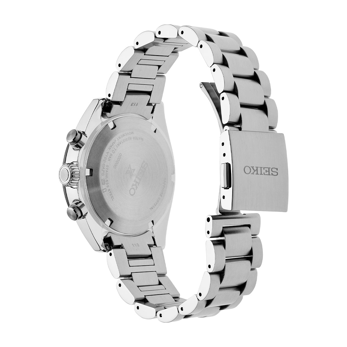 Seiko Prospex Speedtimer solar chronograph with black dial, stainless steel bracelet and tachymeter bezel