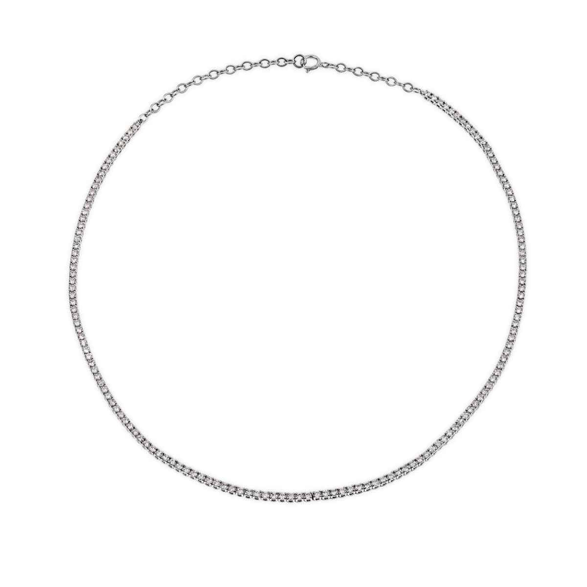 4-1/6 ct. tw. Round Diamond Choker-Length Tennis Necklace in 14K White Gold