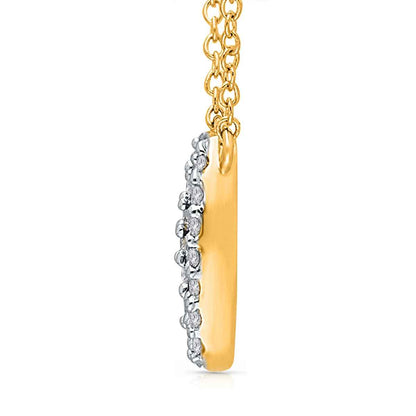 Kallati Round Ruby & 1/10 ct. tw. Diamond Halo Necklace in 14K Yellow Gold front view