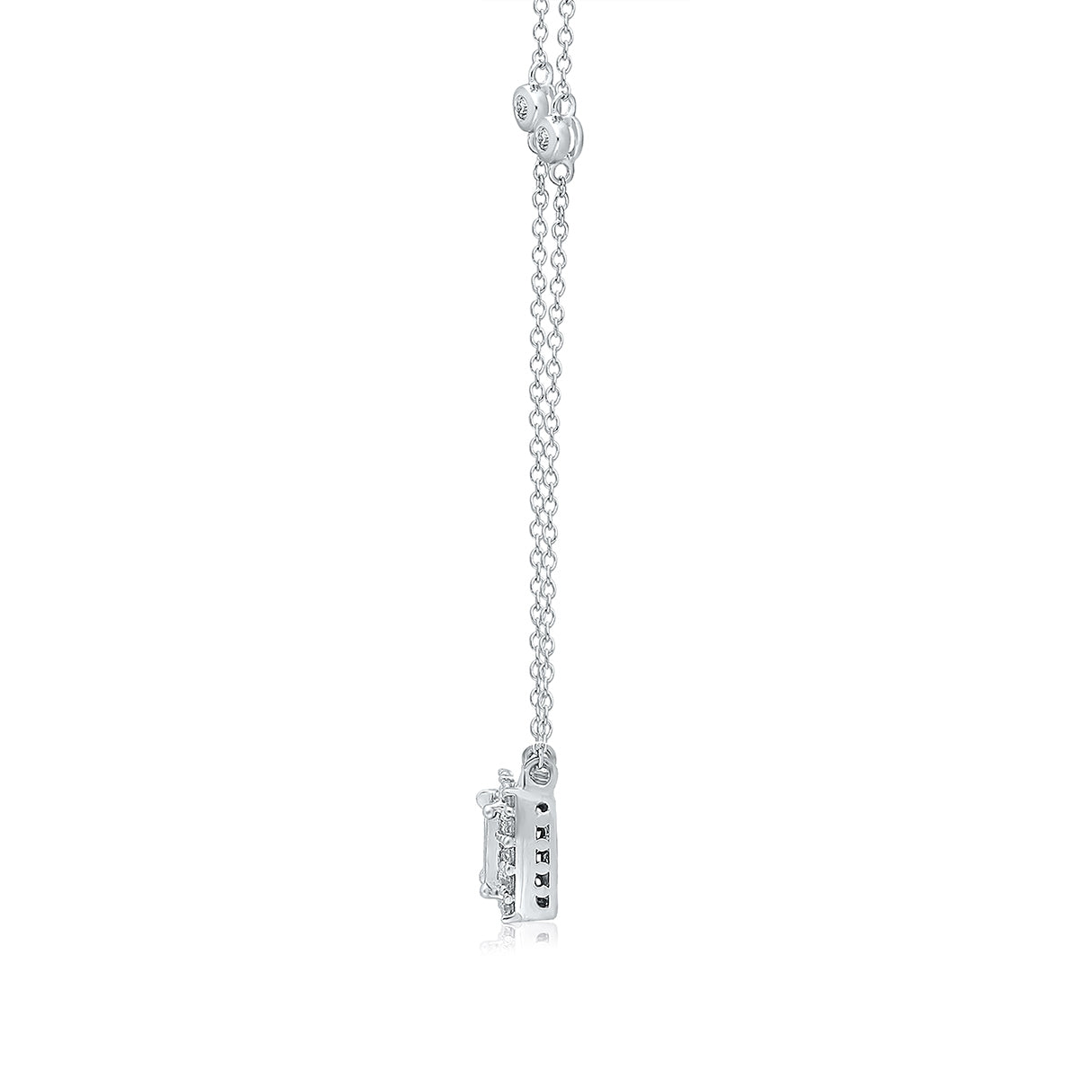 Kallati 1/3 ct. tw. Princess Cut & Round Diamond Square Cluster Halo Pendant in 14K White Gold front view
