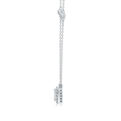 Kallati 1/3 ct. tw. Princess Cut & Round Diamond Square Cluster Halo Pendant in 14K White Gold front view