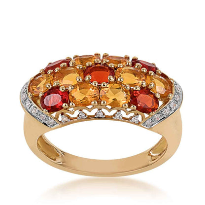 Fire Opal & 1/10 ct. tw. Diamond Fashion Ring in 14K Yellow Gold