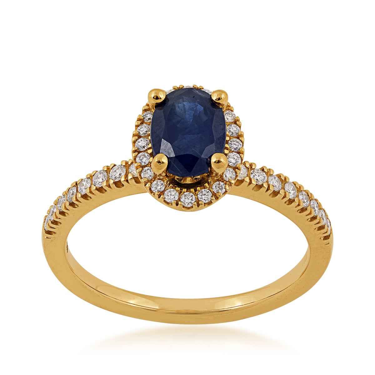 Oval Sapphire & 1/5 ct. tw. Diamond Halo Ring in 14K Yellow Gold