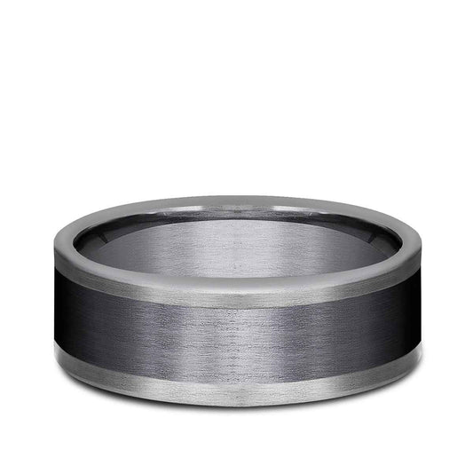 Benchmark Men's 8mm Tantalum Satin with Black Center Wedding Band close-up detail