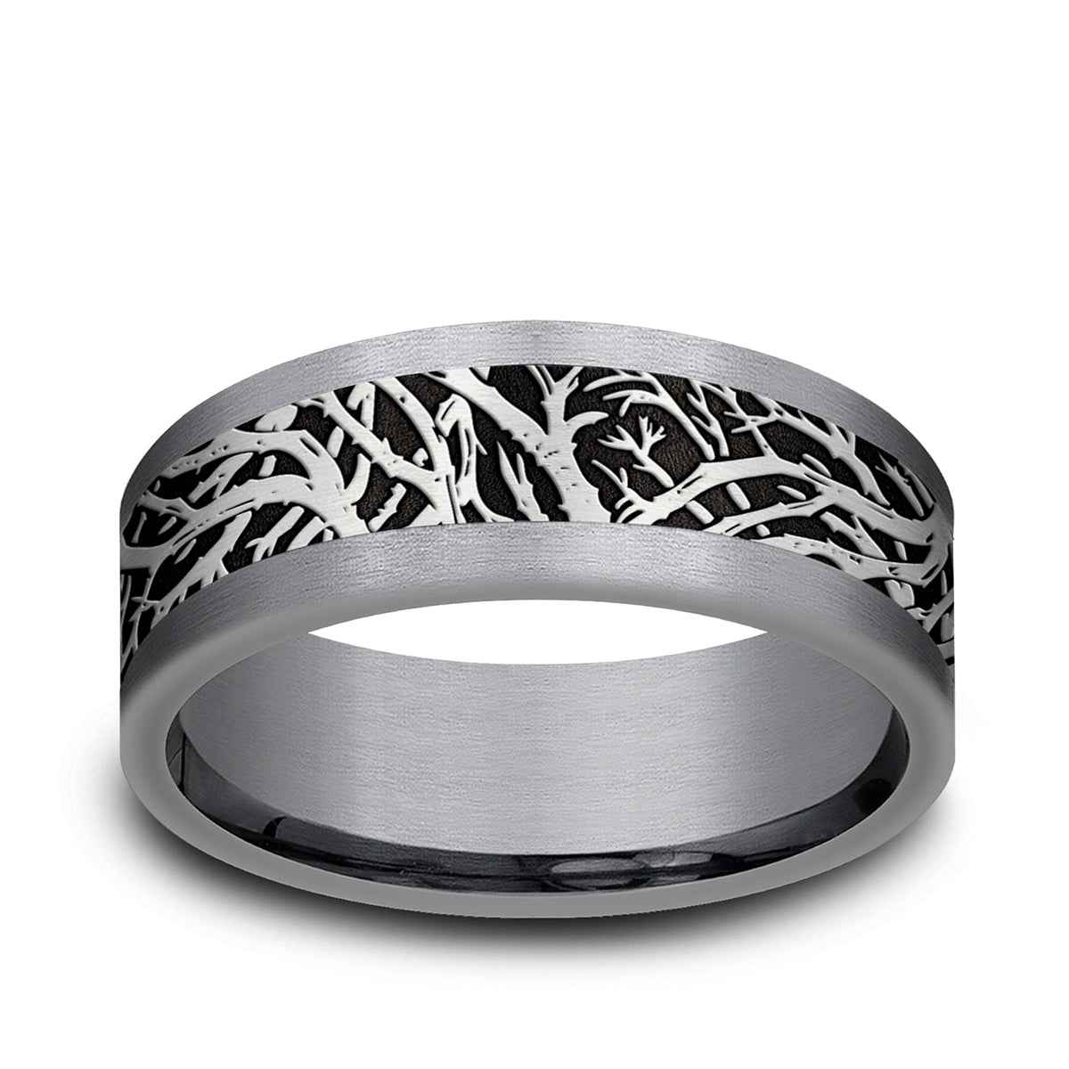 Benchmark Men's 8mm Tantalum Enchanted Forest with Black Center Wedding Band
