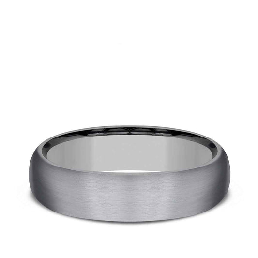 Benchmark Men's 6mm Dome Satin Finish Tantalum Wedding Band close-up detail
