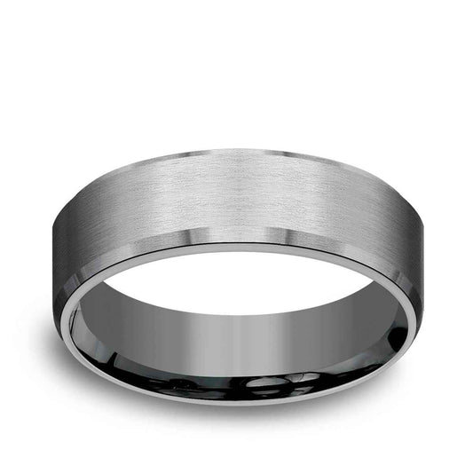 Benchmark Men's 7mm Slight Bevel with Satin Finish Tantalum Wedding Band
