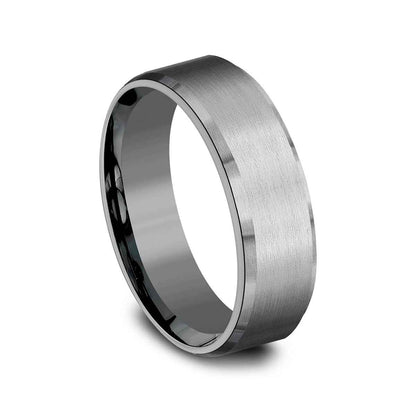 Benchmark Men's 7mm Slight Bevel with Satin Finish Tantalum Wedding Band front view