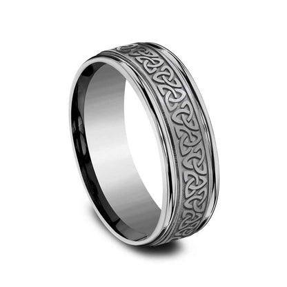 Benchmark Men's 7mm Love Knot Triangle Tantalum Wedding Band front view
