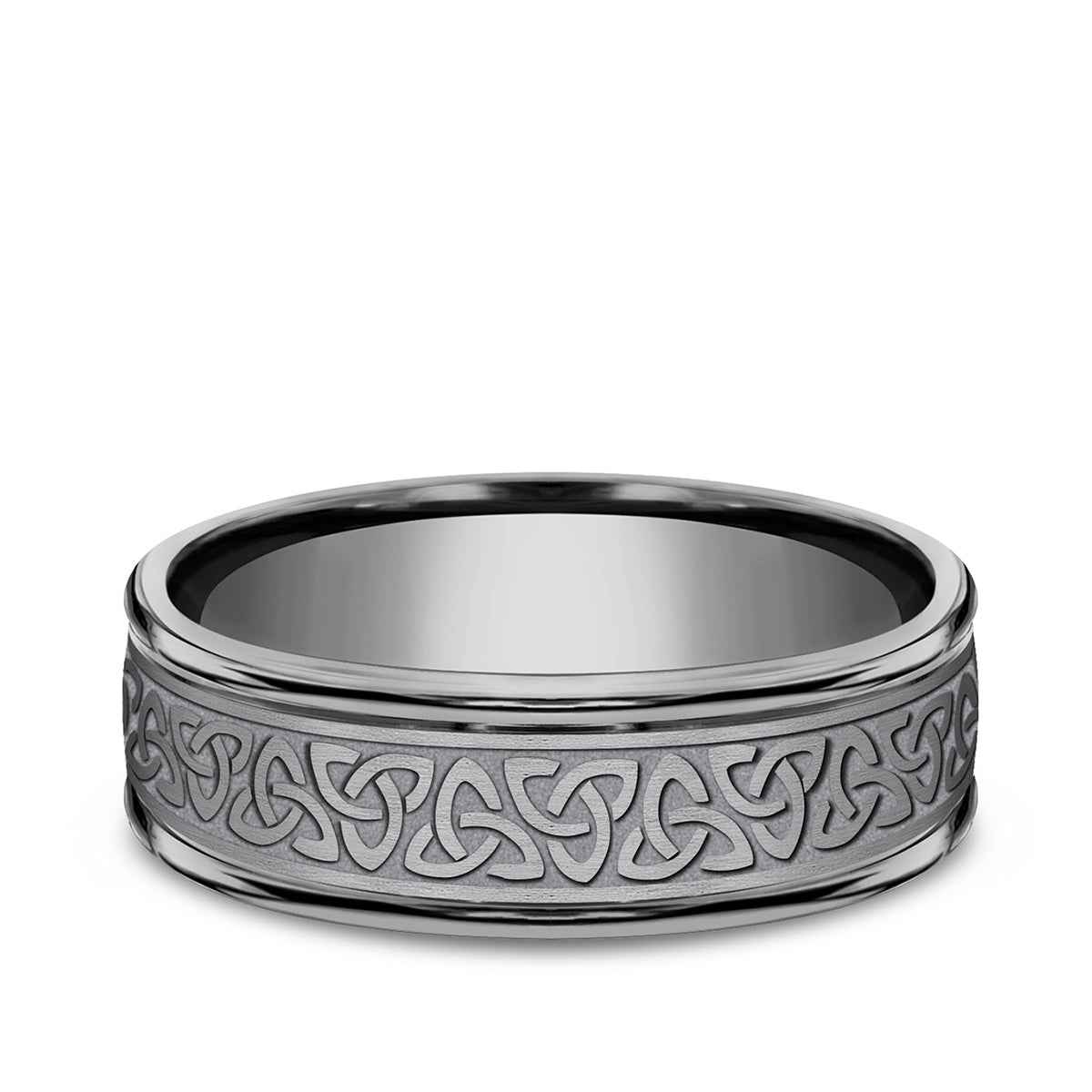 Benchmark Men's 7mm Love Knot Triangle Tantalum Wedding Band close-up detail
