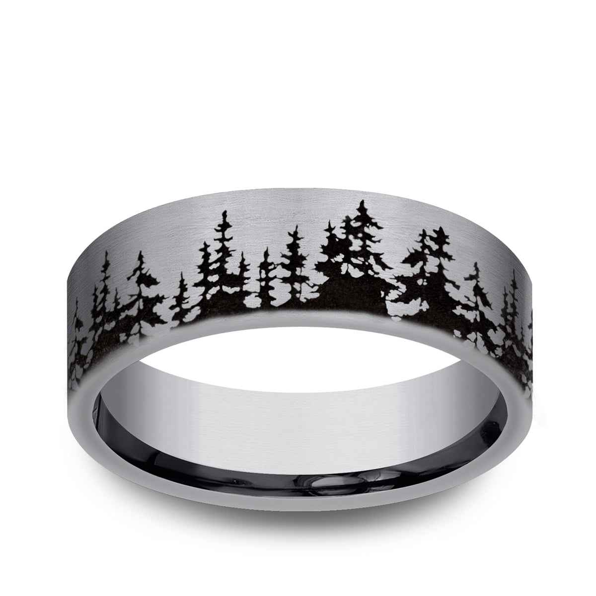 Benchmark Men's 8mm Flat Treeline Tantalum Wedding Band