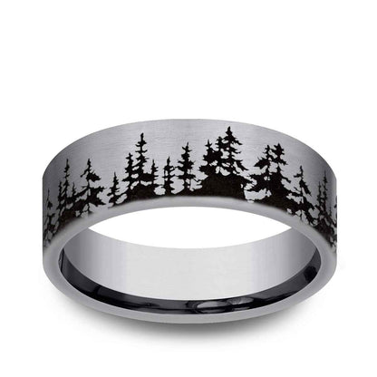 Benchmark Men's 8mm Flat Treeline Tantalum Wedding Band