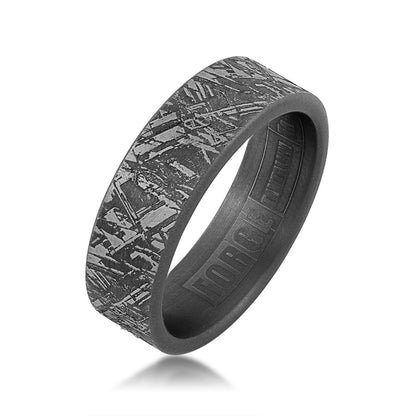 Benchmark Men's 7mm Faux Meteorite Tantalum Wedding Band front view