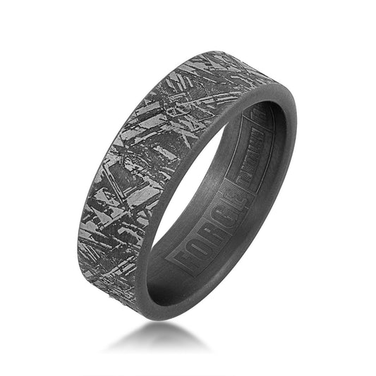 Benchmark Men's 7mm Faux Meteorite Tantalum Wedding Band front view