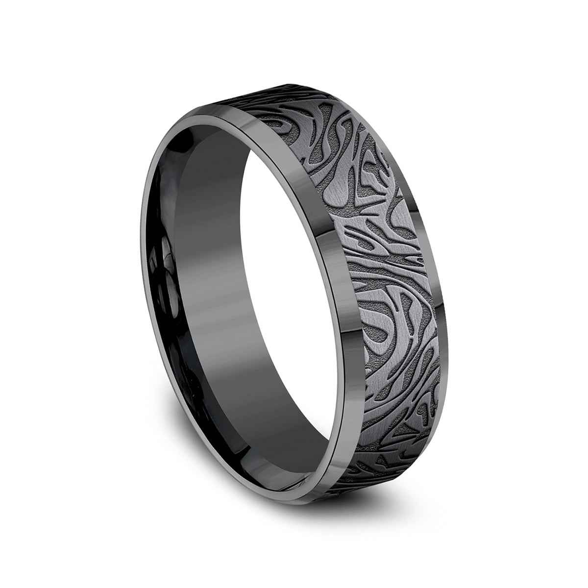 Benchmark Men's 7mm Faux Mokume Tantalum Wedding Band front view