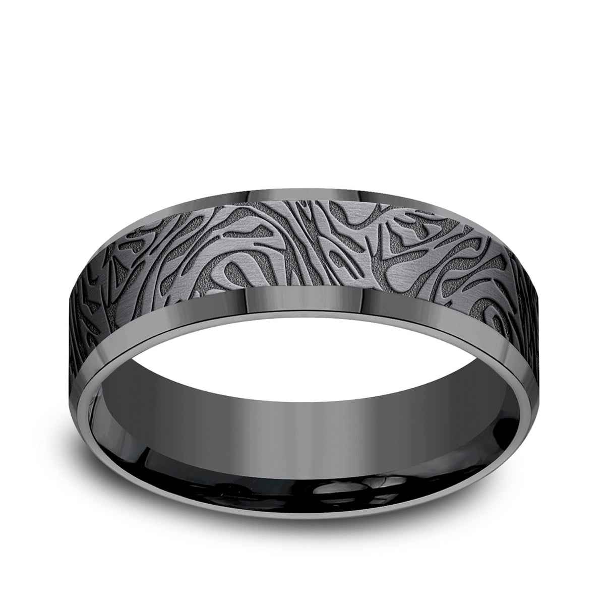 Benchmark Men's 7mm Faux Mokume Tantalum Wedding Band