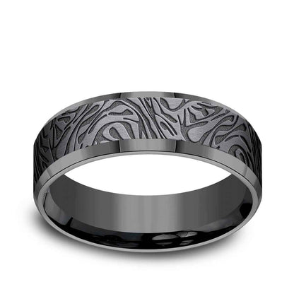 Benchmark Men's 7mm Faux Mokume Tantalum Wedding Band